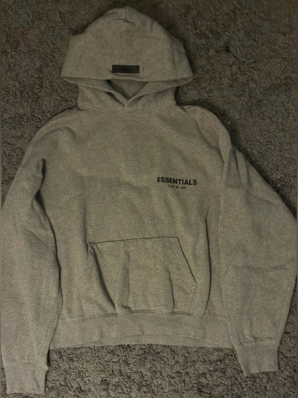 ESSENTIALS Men’s Gray Crewneck Sweatshirt with Front Pocket